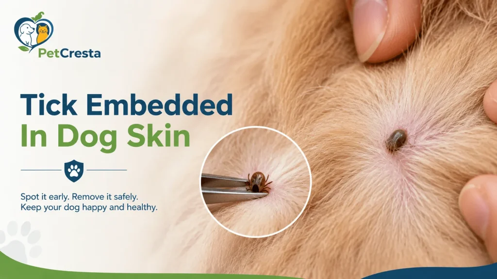 Tick Embedded In Dog Skin