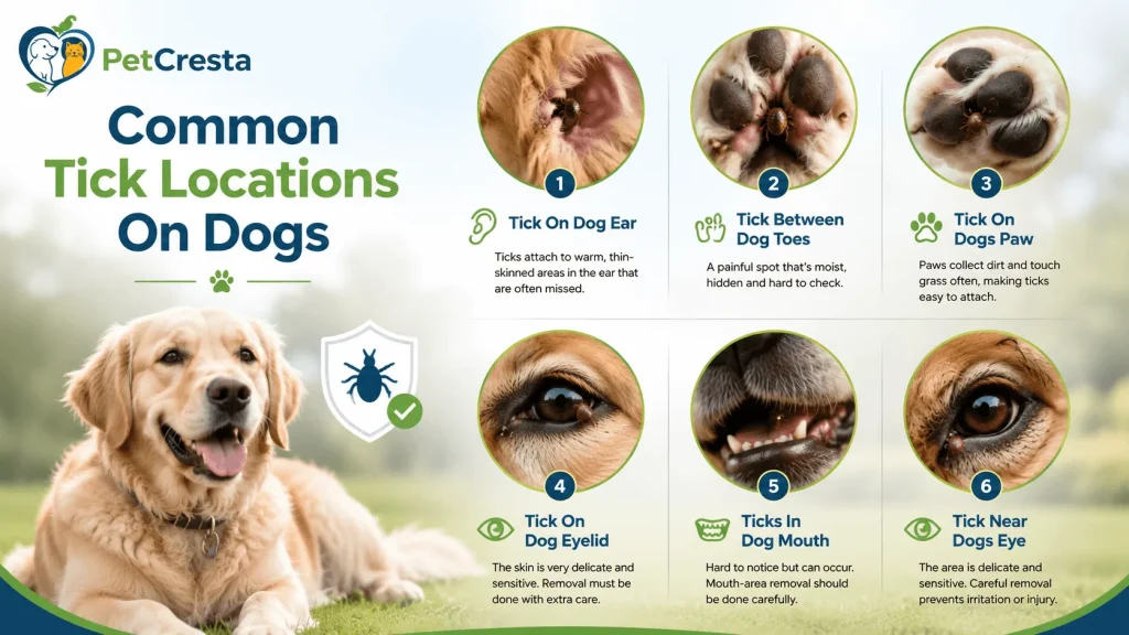 Common Tick Locations On Dogs