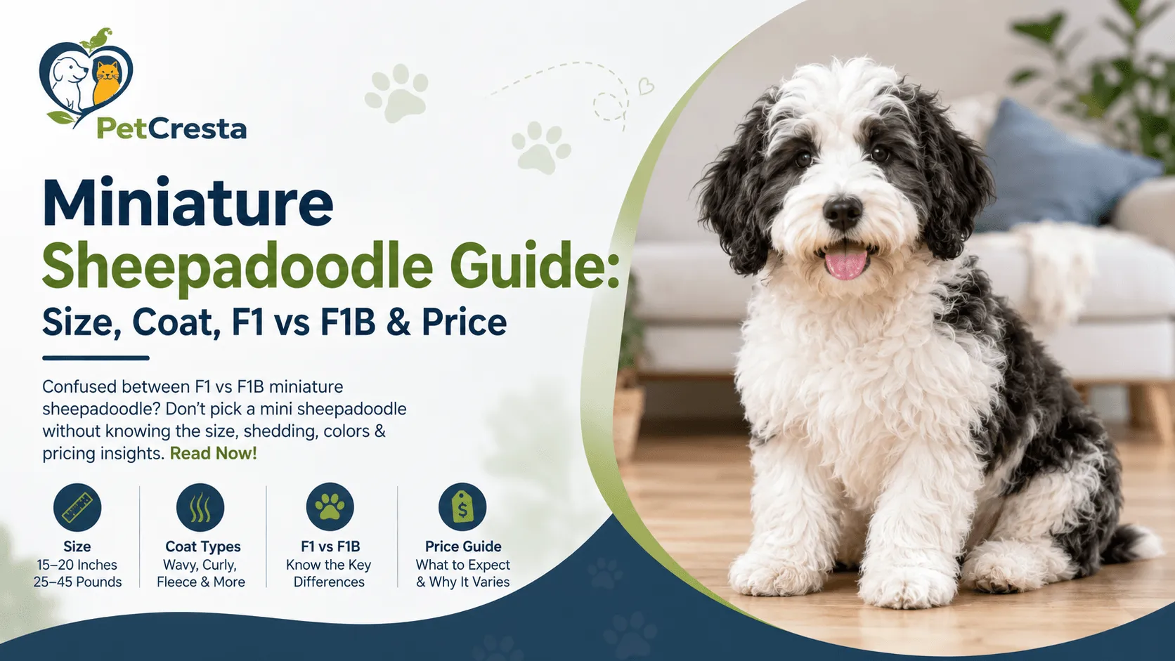Miniature Sheepadoodle Guide: Size, Coat, F1 vs F1B & Price